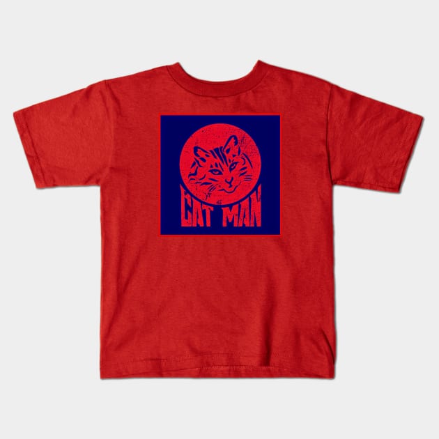 Cat Man Kids T-Shirt by Black Cat Alley